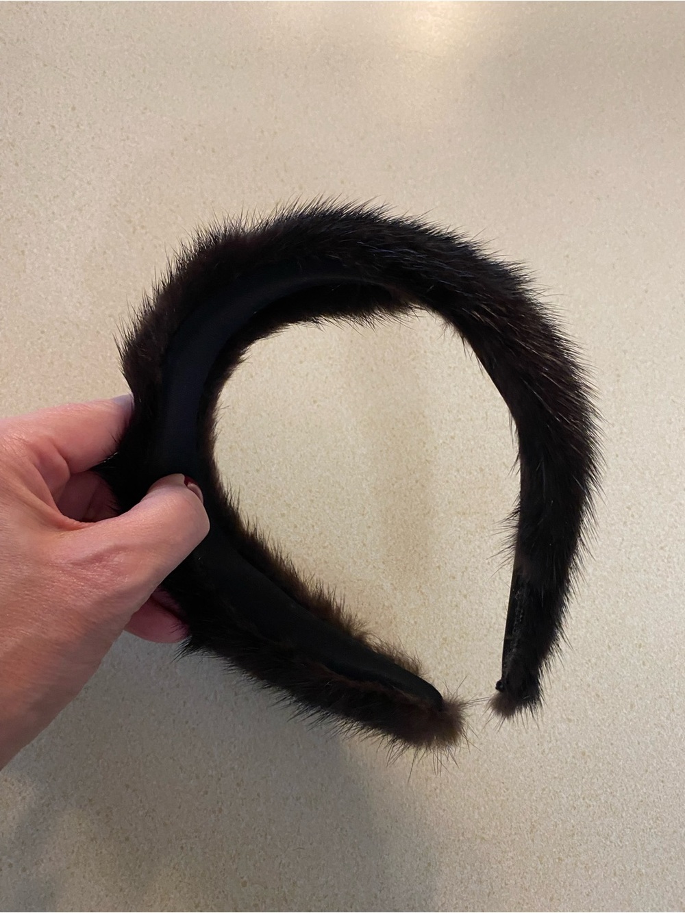 Vintage Genuine Mink Fur Headband Hair Accessory Brown